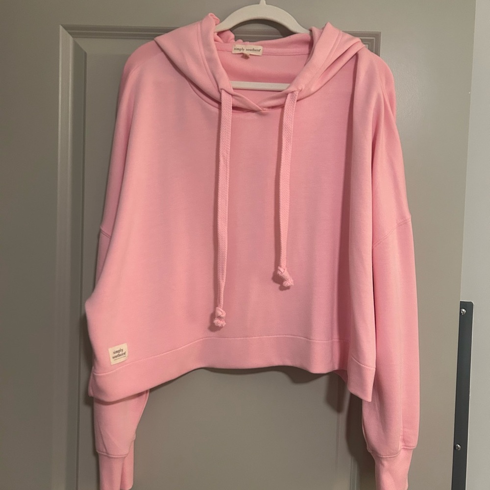 Simply Southern Light Pink Cropped Hoodie